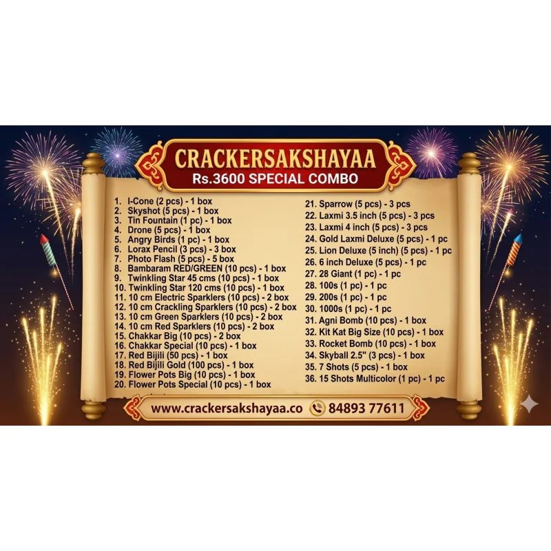 ₹3600 Fireworks Combo Pack | Best Family Cracker Budget Box Online